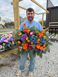 Cemetery Arrangements - Large Saddle (Blue/Purple/Orange)