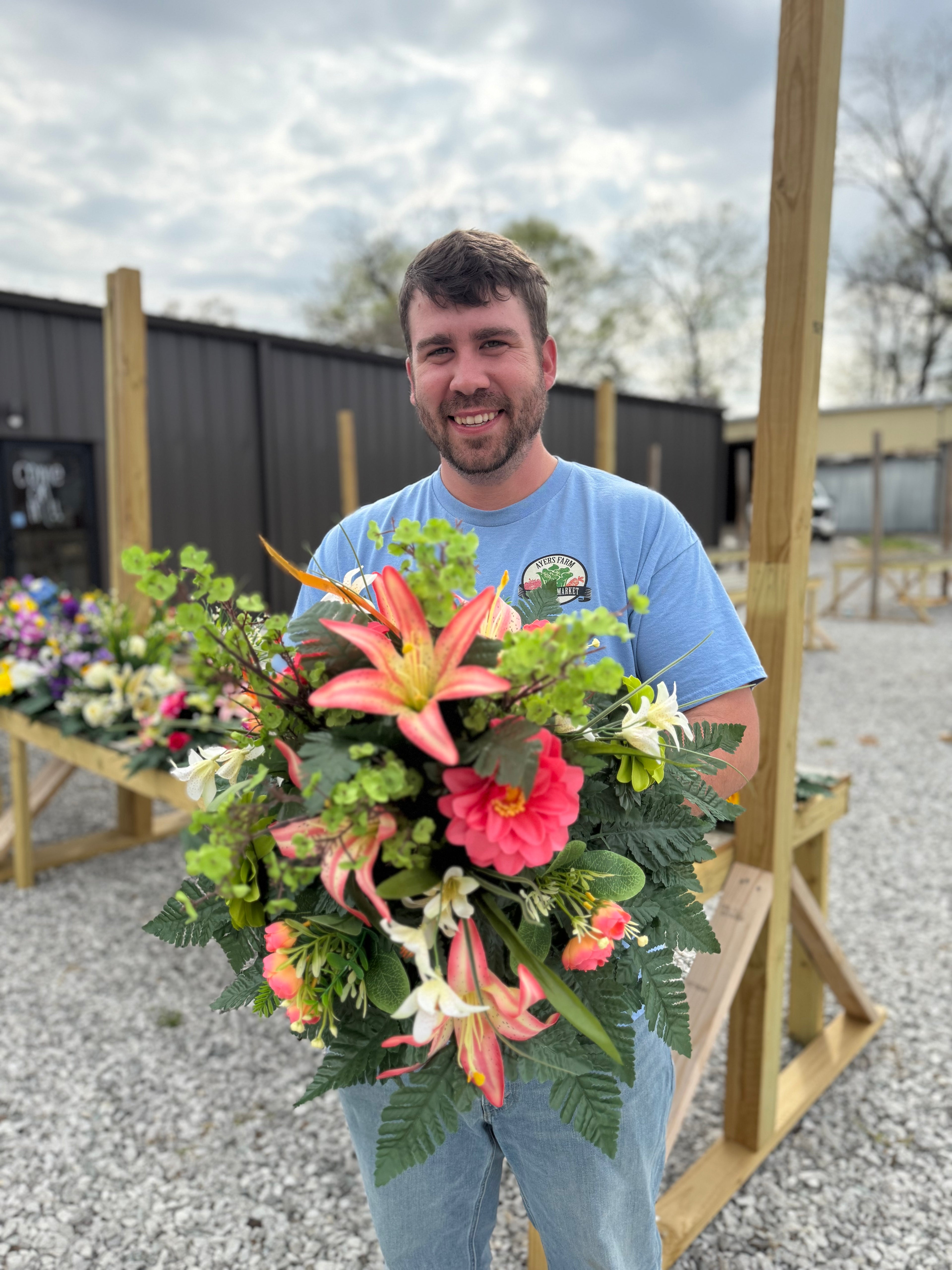 Cemetery Arrangements - Large Vase (Peach Lilly)