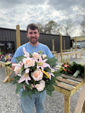 Cemetery Arrangements - Large Vase (Light Pink Mix)