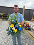 Cemetery Arrangements - Large Vase (Blue Lilly / Yellow)