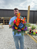 Cemetery Arrangements - Large Vase (Purple / Orange / Blue)