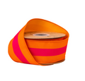 2 1/2" Wired Dupioni Ribbon | Pink on Orange Center Stripe w/ Orange Backing | 10 yard roll