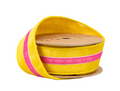 1 1/2" Wired Velvet Ribbon w/ Trim | Yellow w Pink Trim | 10 Yard Roll