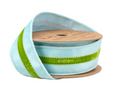 1 1/2" Wired Velvet Ribbon w/ Trim | Blue w/ Green Trim | 10 Yard Roll