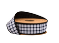 1 1/2" Wired Dupioni Ribbon | Black Grid on White w/Black Backing | 10 Yard Roll