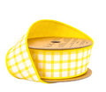 1 1/2" Wired Dupioni Ribbon | Yellow/White Check w/ Yellow Backing | 10 Yard Roll