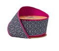 2 1/2" Wired Dupioni Ribbon | Black/White Greek Key Pattern w/ Pink Backing | 10 Yard Roll