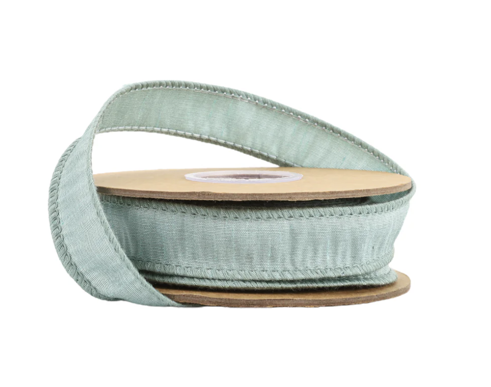 1" Wired Dupioni Ribbon | Seafoam | 10 Yard Roll