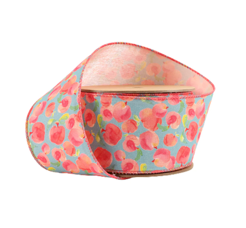 2 1/2" Wired Ribbon | Peaches w/ Peach Backing | 10 Yard Roll