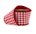 4" Wired Ribbon | Red/White Houndstooth w/ Double-Fused Red Tafetta Backing | 5 Yard Roll