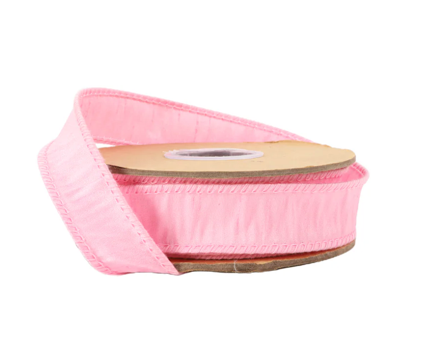 1" Wired Dupioni Ribbon | Pink | 10 Yard Roll