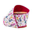 4" Wired Dupioni Ribbon | Small Floral w/ Pink Backing | 10 Yard Roll