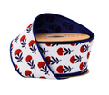 2 1/2" Wired Dupioni Ribbon | Red/White/Blue Floral w/ Blue Backing | 10 Yard Roll