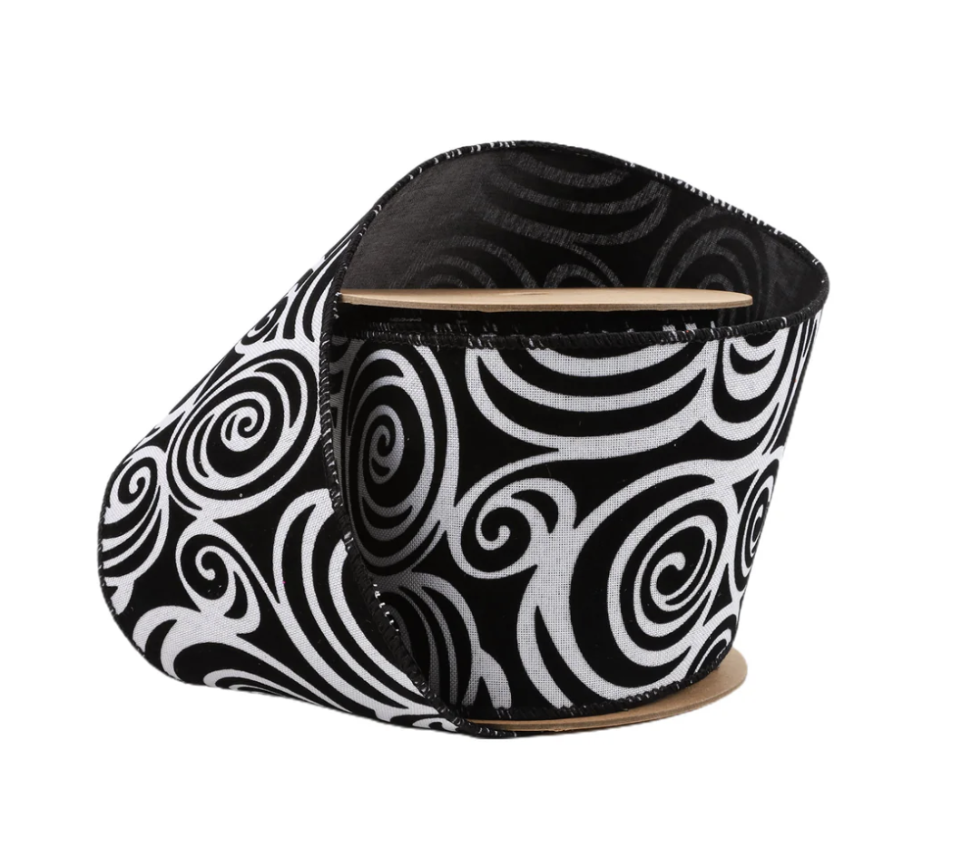 4" Wired Ribbon | Glittered Halloween w/ Black Backing | 10 Yard Roll