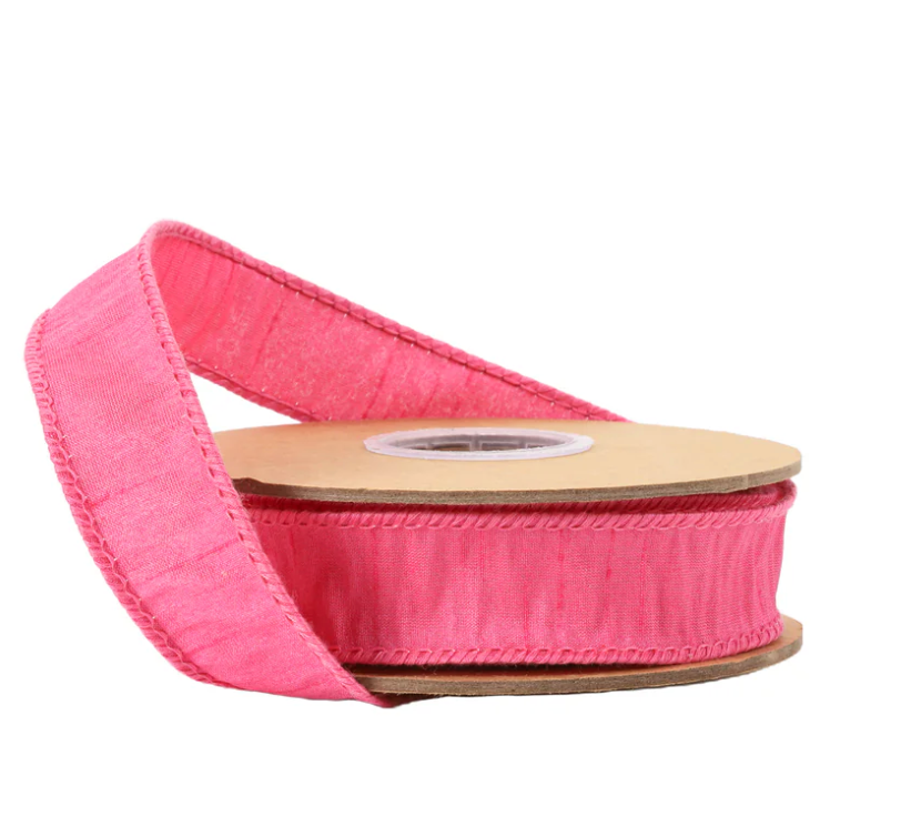1" Wired Dupioni Ribbon | Hot Pink | 10 Yard Roll