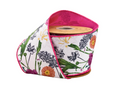 4" Wired Dupioni Ribbon | Floral Stems w/ Pink Backing | 10 Yard Roll
