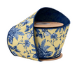 4" Wired Dupioni Ribbon | Blue and Yellow Toile w/ Blue Backing | 10 Yard Roll