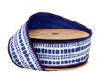 1 1/2" Wired Dupioni Ribbon | Blue and Light Blue Bias Plaid w/ Blue Backing | 10 Yard Roll